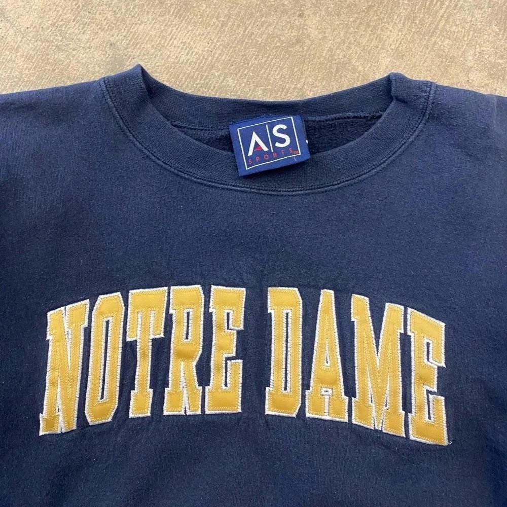 Vintage Notre Dame Fighting Irish 90s Spellout Arch Crewneck Sweatshirt XXL